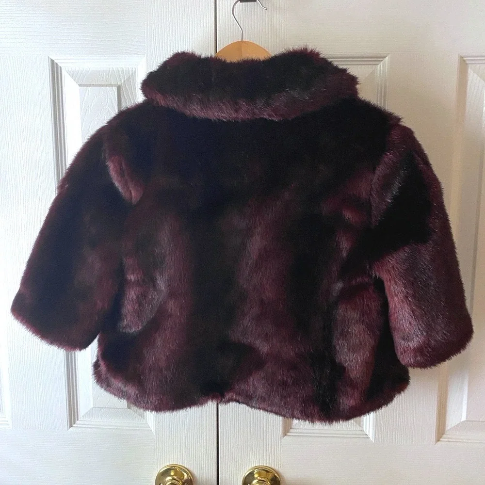 🆕baker by Ted Baker‎ Red Mahogany Faux Fur Shrug SZ 14 XL